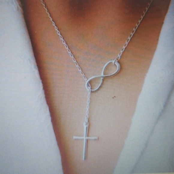 Jewelry - New Silver Cross /Infinity Lariet Necklace